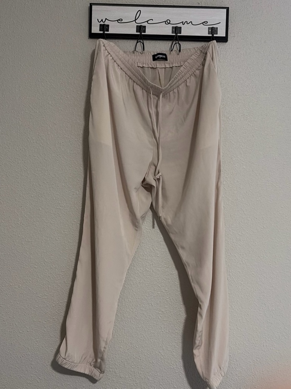 Express Women's Light Beige Drawstring Joggers